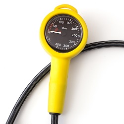 SPG with a Yellow case & a 75cm Miflex Carbon HD hose - black faced gauge (2KSPG-YCBK)