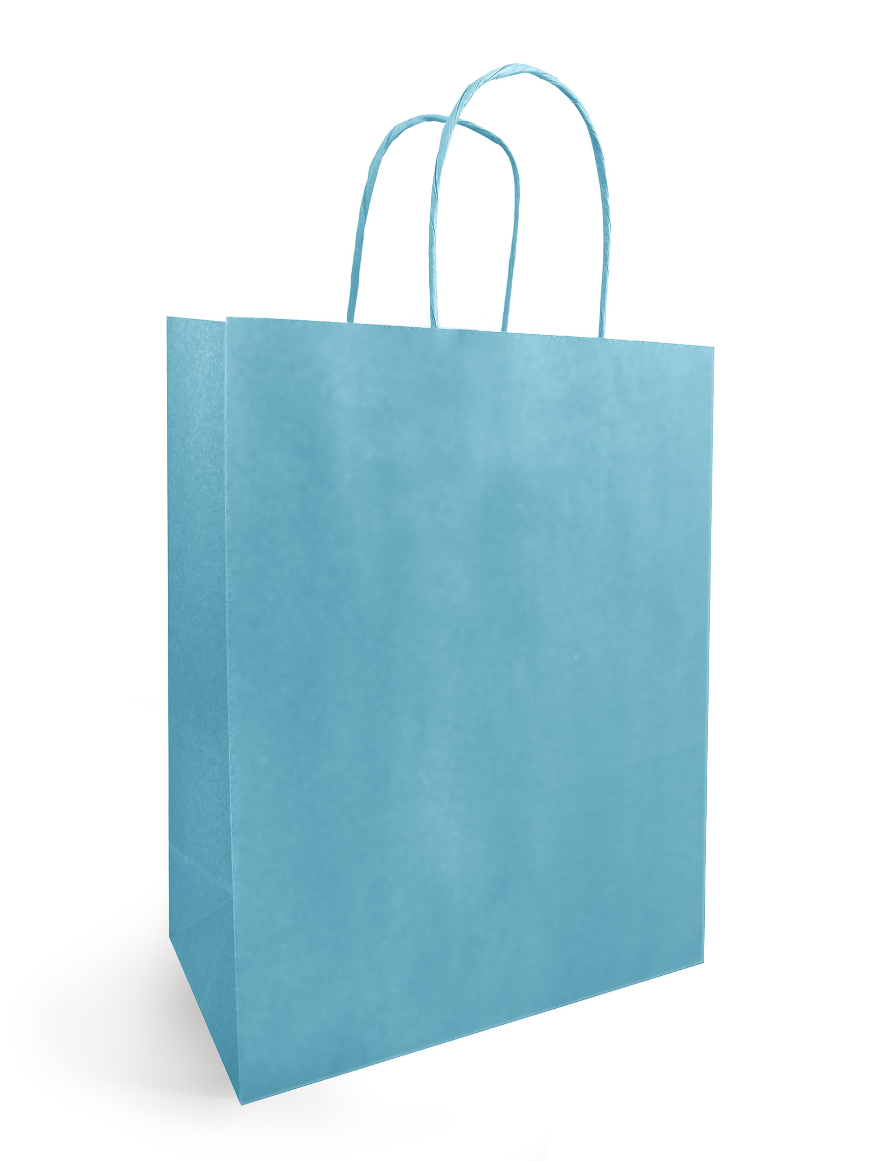 White Kraft Paper Carrier Bag - 230mm x 120mm x 300mm - Turquiose - Pack of 50