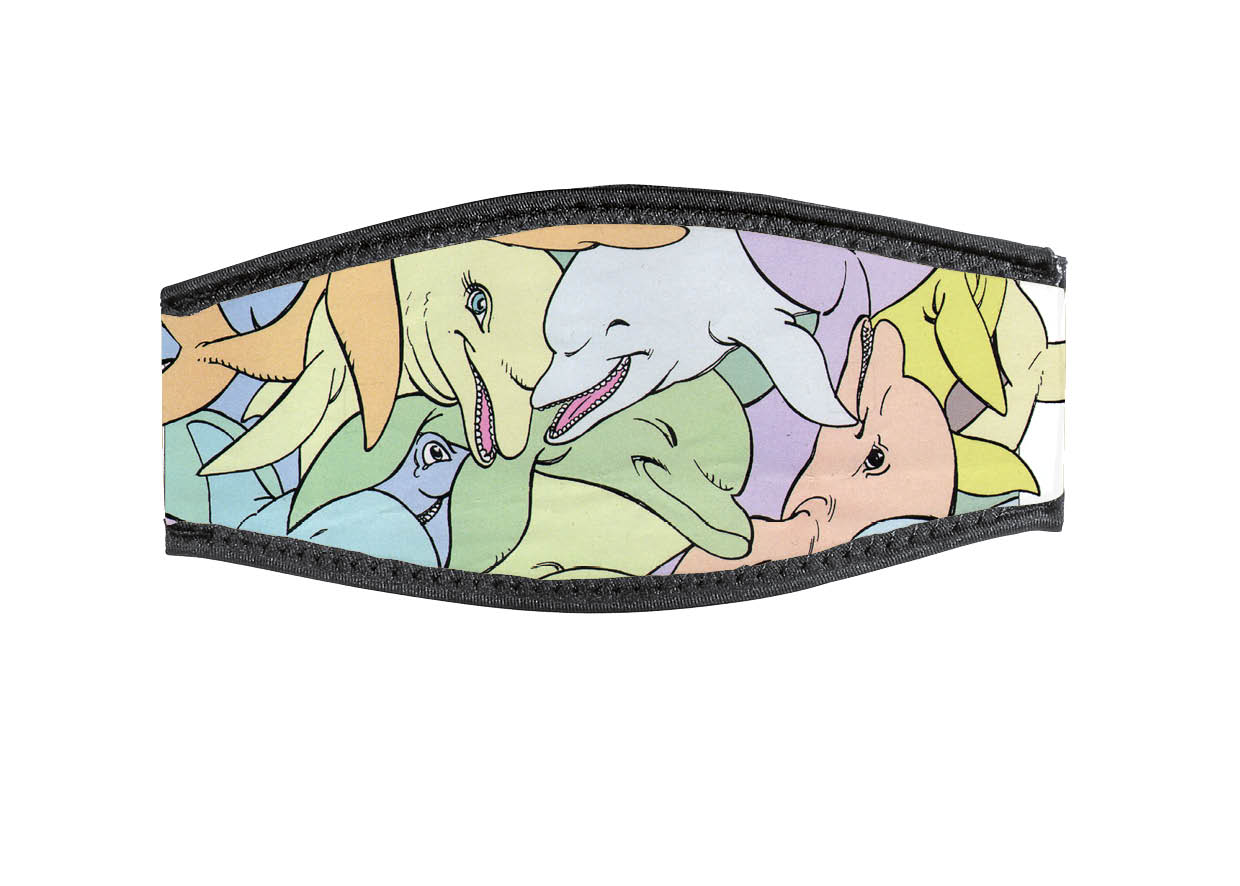 Neoprene Mask Strap - 10 Dolphins - with double velcro (IN/10DOL-DV)