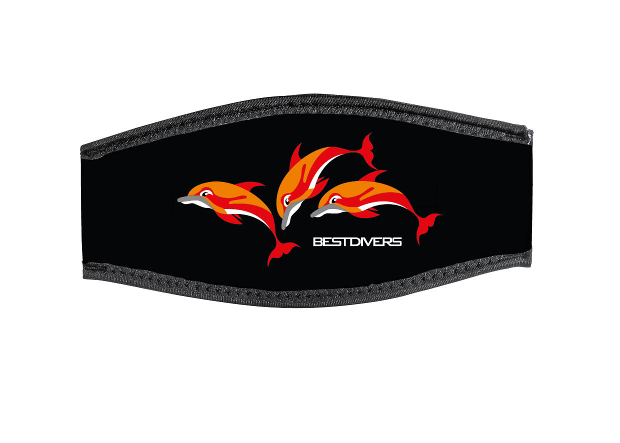 Neoprene Mask Strap - 3 Dolphins - with double velcro (IN/3DOL-DV)