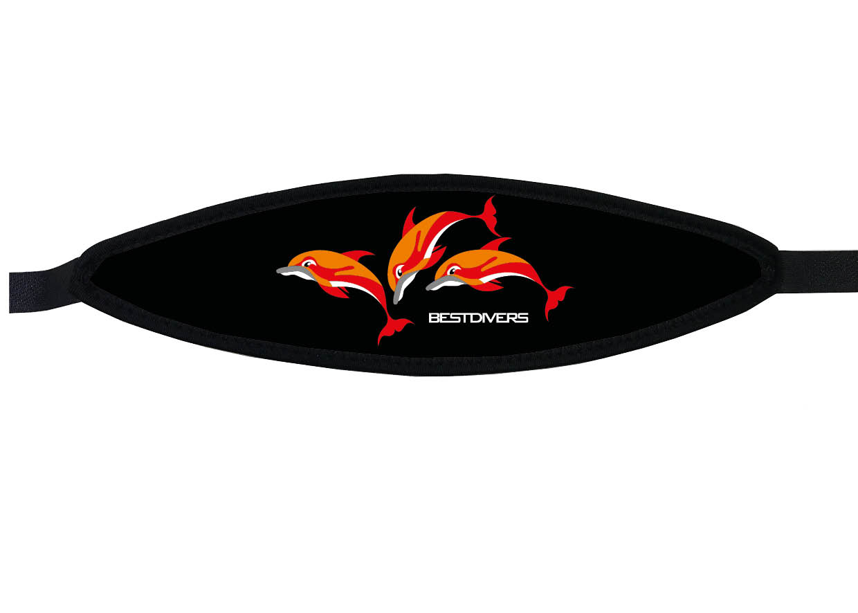 Neoprene Mask Strap - 3 Dolphins - with velcro (IN/3DOL-V)