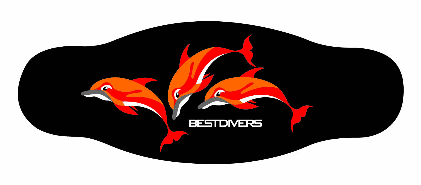 Neoprene Mask Strap - 3 Dolphins - double layer (IN/3DOL)