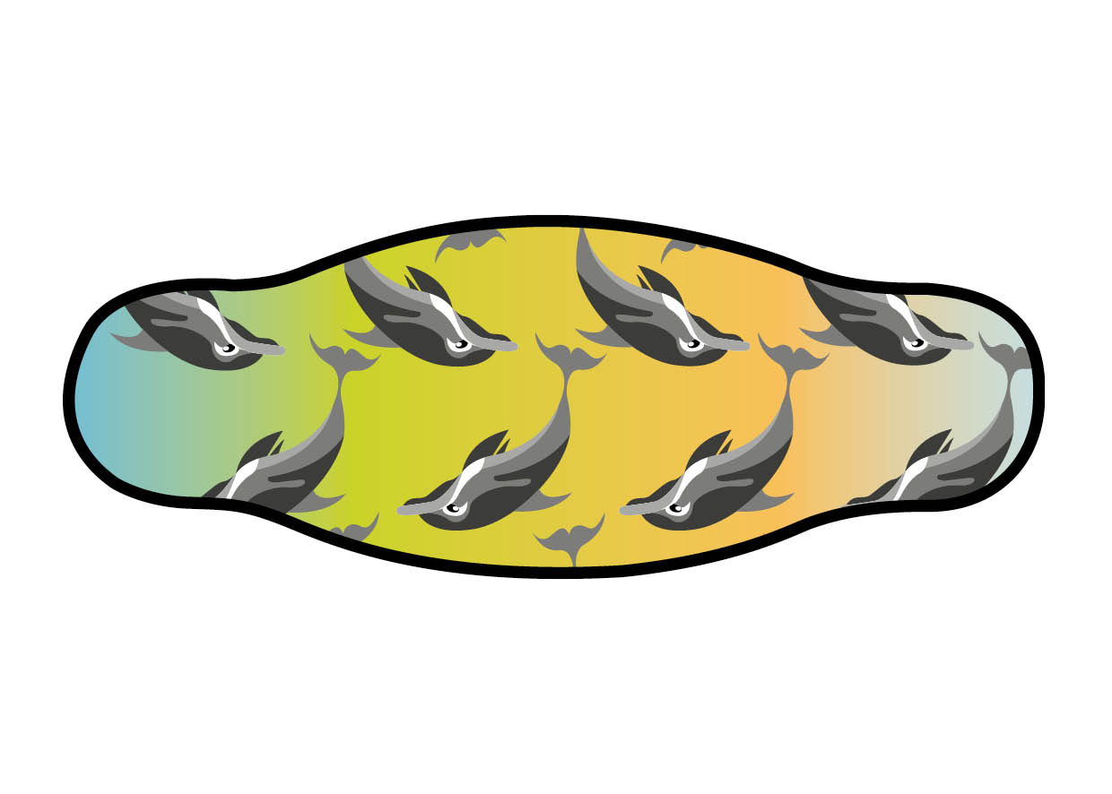 Neoprene Mask Strap - 6 Dolphins - double layer (IN/6DOL)