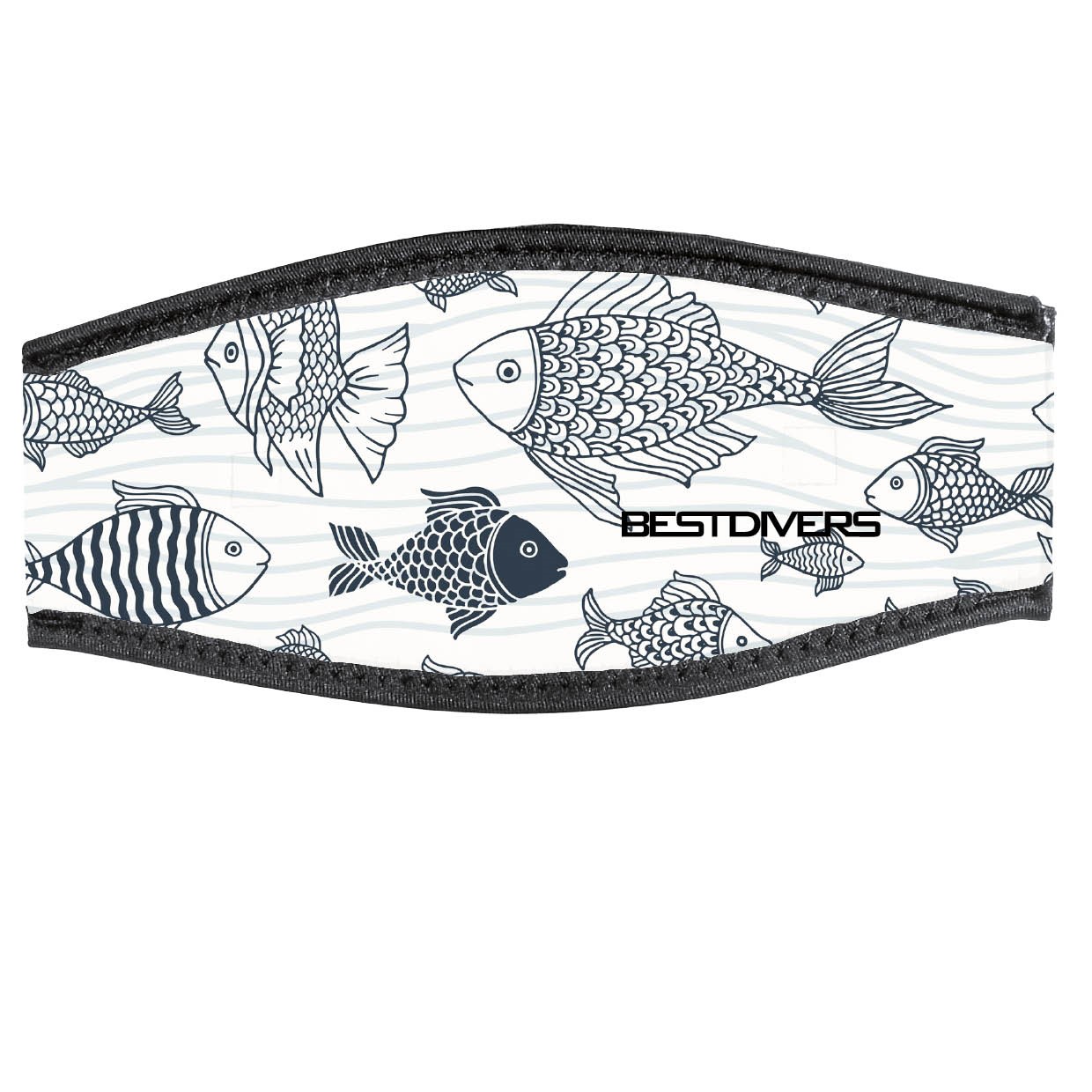 Neoprene Mask Strap - Herd Fish - with double vlecro (IN/BRN-DV)