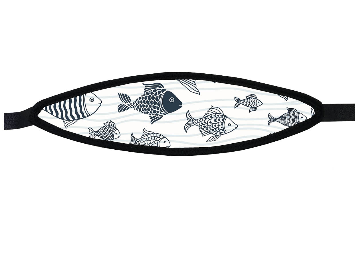 Neoprene Mask Strap - Herd Fish - with vlecro (IN/BRN-V)
