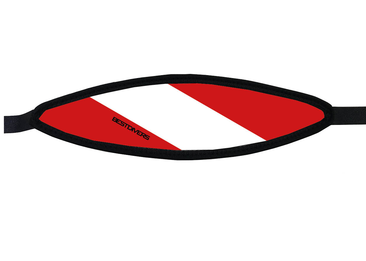 Neoprene Mask Strap - Red/White Flag  - with velcro (IN/FLAG-V)