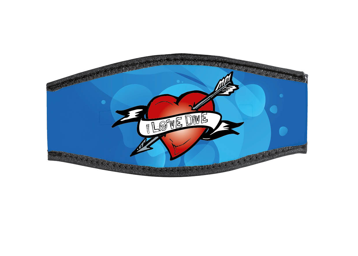 Neoprene Mask Strap - Scuba Heart - with double velcro (IN/HART-DV)