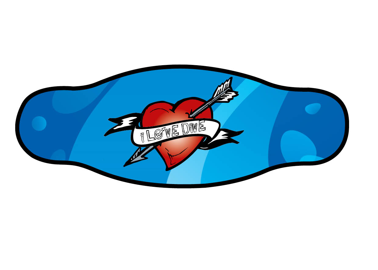Neoprene Mask Strap - Scuba Heart - double layer (IN/HART)