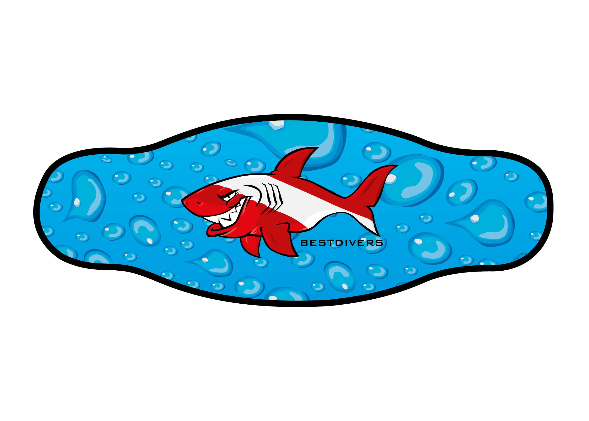 Neoprene Mask Strap - Shark - doubler layer (IN/SQL)