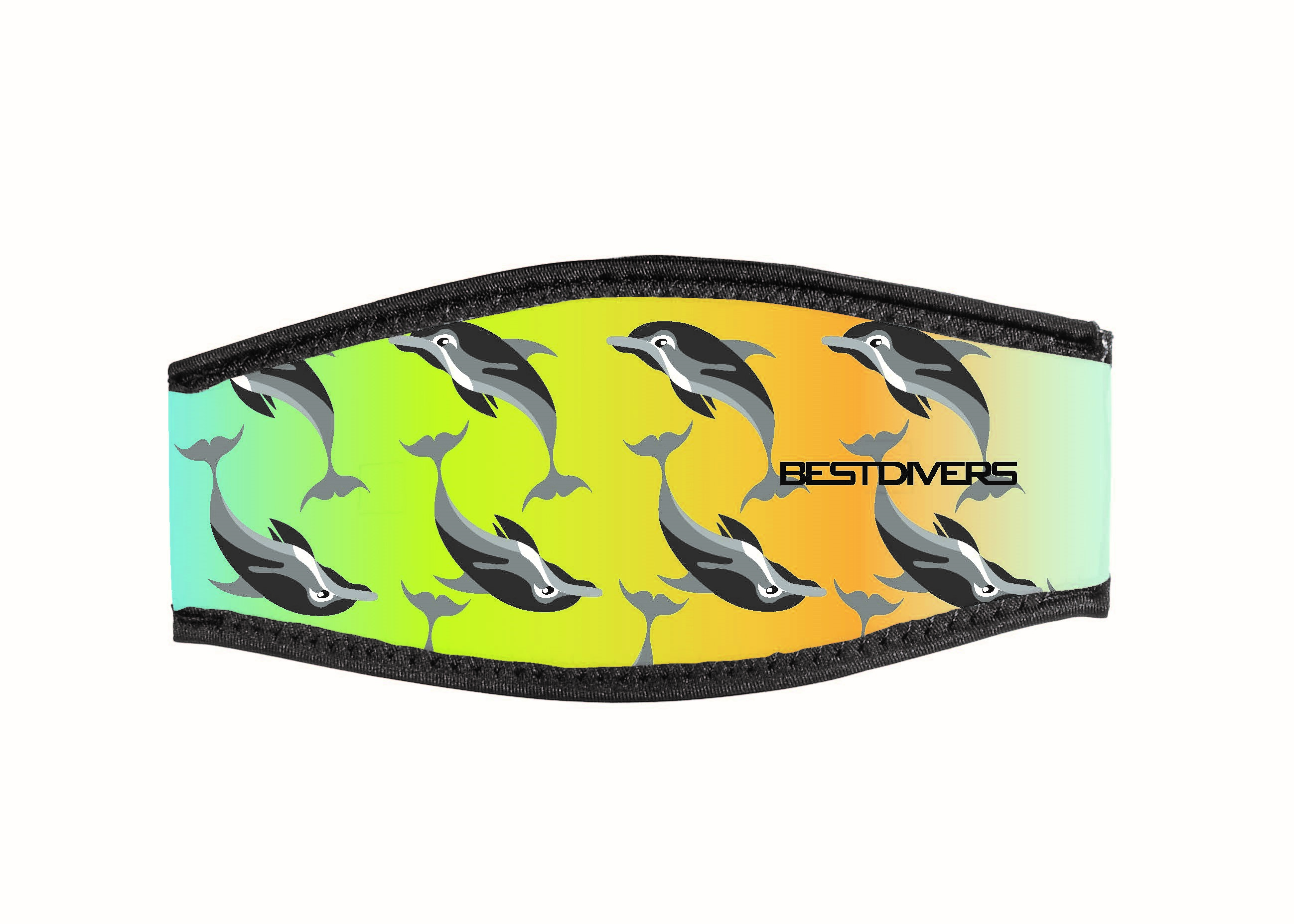 Neoprene Mask Strap - 6 Dolphins - with double velcro (IN/6DOL-DV)