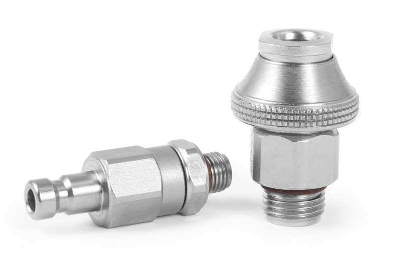 QDB-CV-S - Two Piece Quick Disconnect to Regulator Hose Adaptor with Check Valve - Big Nut QDB-CV-S - Two Piece Quick Disconnect to Regulator Hose Adaptor with Check Valve - Big Nut