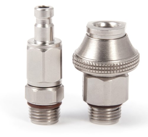 QDB-CV-YM-S Two Piece Quick Disconnect to Regulator Hose Adaptor with Check Valve - Big Nut QDB-CV-YM-S Two Piece Quick Disconnect to Regulator Hose Adaptor with Check Valve - Big Nut