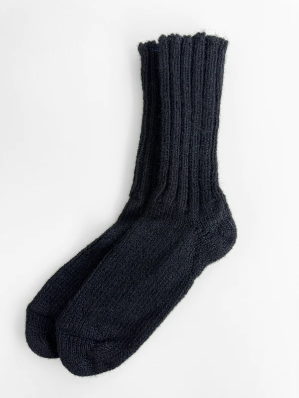 100% Icelandic Wool Rag Socks - Size 36-39 - Black