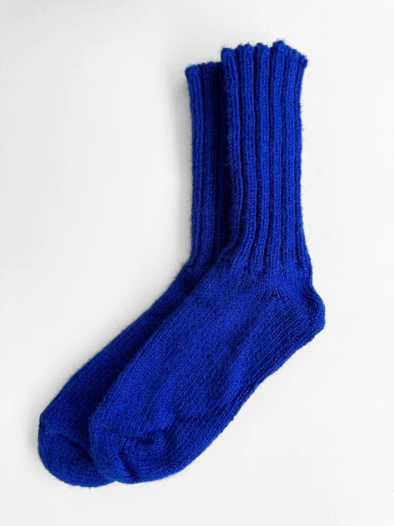 100% Icelandic Wool Rag Socks - Size 36-39 - Blue